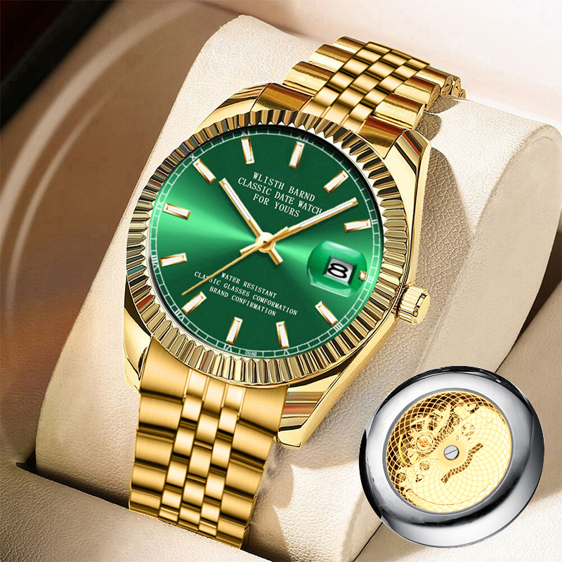 นาฬิกา Spring Vintage Luxury Datejust พร้อมสร้อยข้อมือสีทอง, กันน้ํา Unisex Casual ราคา ถูกที่สุด ดีลบีเคเค แกลเลอรีภาพที่ 6