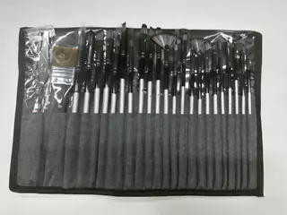 มืออาชีพศิลปะแปรงทาสีชุด24ชิ้นด้วยผ้าม้วนแบบพกพาจิตรกรรมเครื่องมือสําหรับสีน้ําอะคริลิน้ํามันศิลปินแปรง