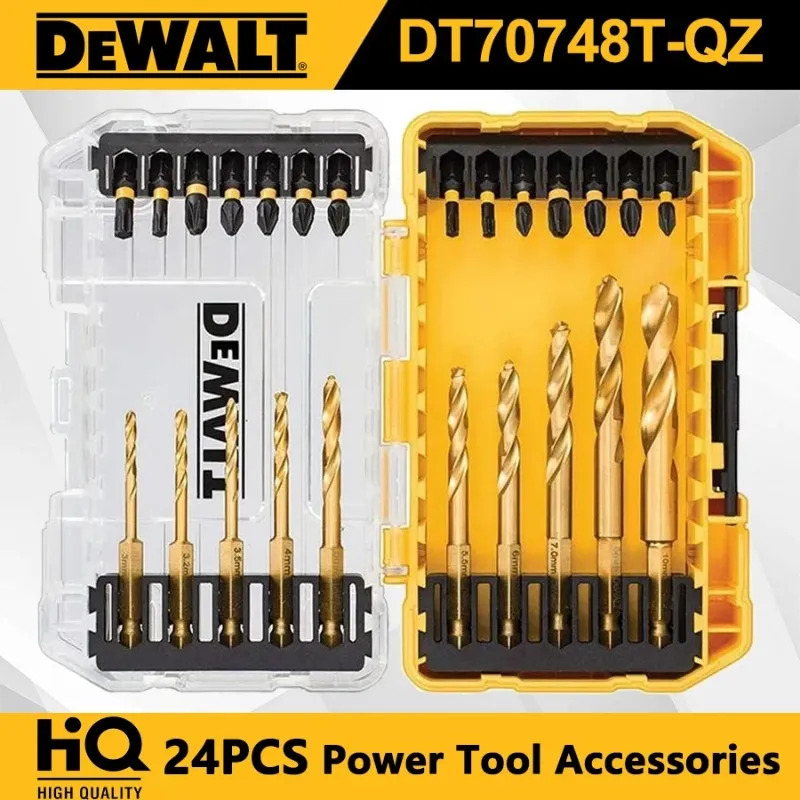 หนึ่งชุด DEWALT DT70748T-QZ 24 ชิ้น Flextorq เจาะชุดดอกสว่าน HSS Bits สําหรับโลหะไม้ ToughCase Stora