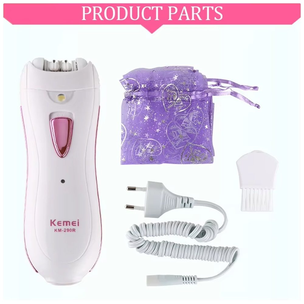 Kemei KM-290R เครื่องถอนขนไฟฟ้าแบบชาร์จ สำหรับจักแร้และผิวกาย รุ่น KM290R