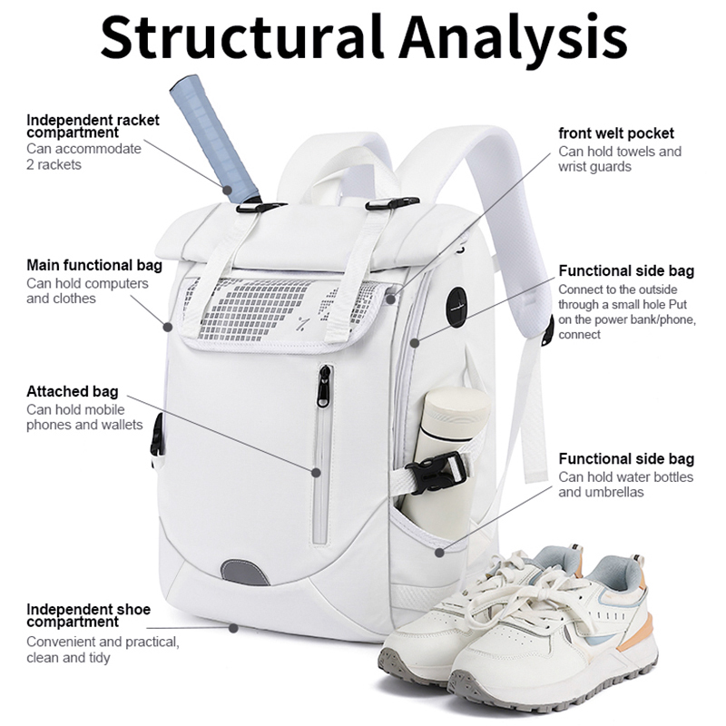  กระเป๋าเป้เทนนิสและแบดมินตันกระเป๋าเป้สะพายหลังวิทยาลัยการฝึกรายสัปดาห์ทุกวันกระเป๋าเป้สะพายหลังเดินทางกลางแจ้งออกแบบ ไม่จํากัดเพศ ได้ทั้งผู