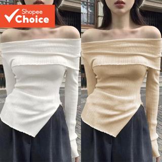 โลวิโต ผู้หญิงเสื้อลําลองแยกธรรมดาด้านหน้าเสื้อไหล่เย็น แอลน…