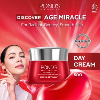 PONDS AGE MIRACLE DAY CREAM 50gr | Hexyl-Retinol | Amplify Collagen Production 8X | Menyamarkan Garis Halus - Kerutan - Noda
