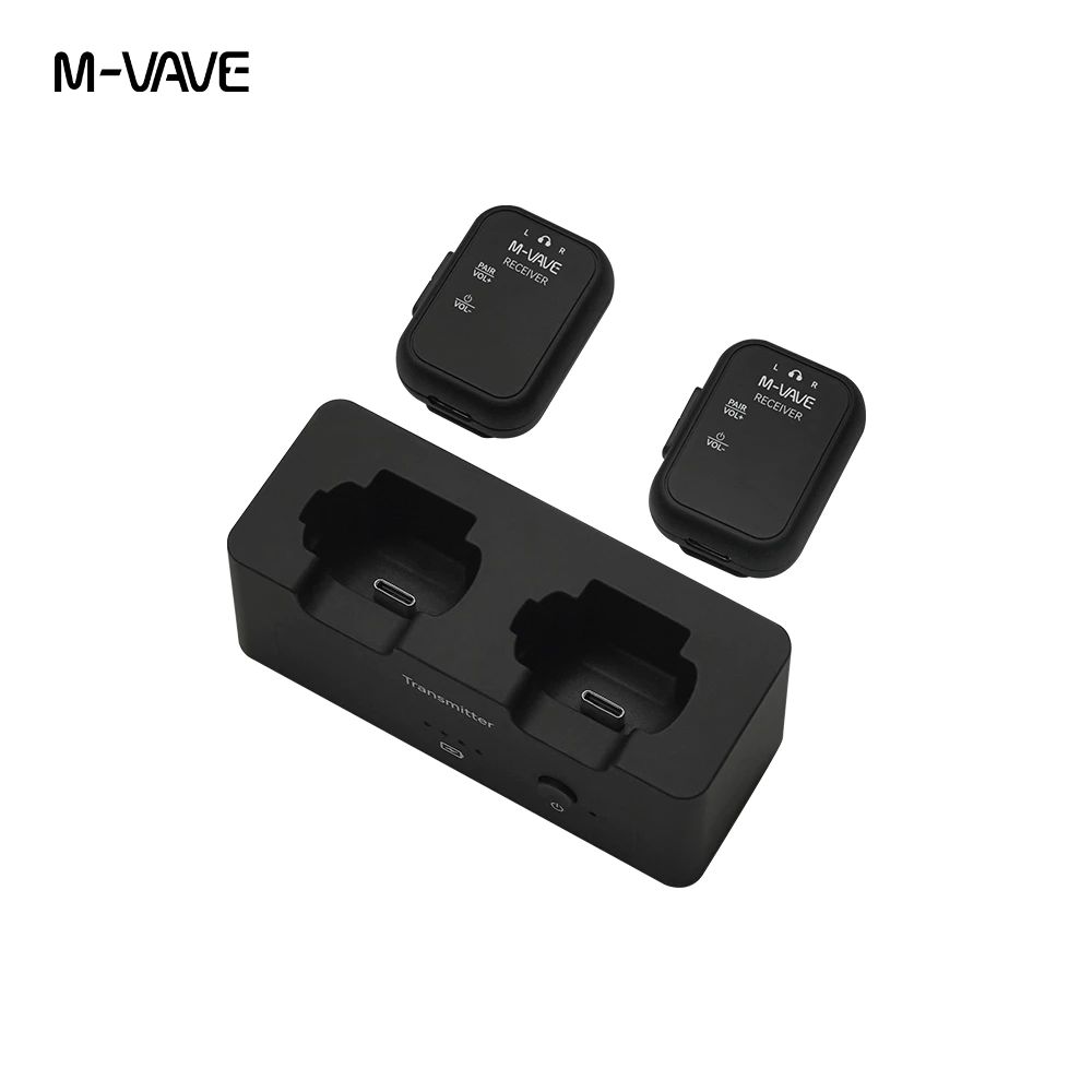 ระบบตรวจสอบในหูไร้สาย M-VAVE WP-12 2.4G - เครื่องส่งสัญญาณแบบชาร์จได้ พร้อมชุดรับสัญญาณ 2 ชุด