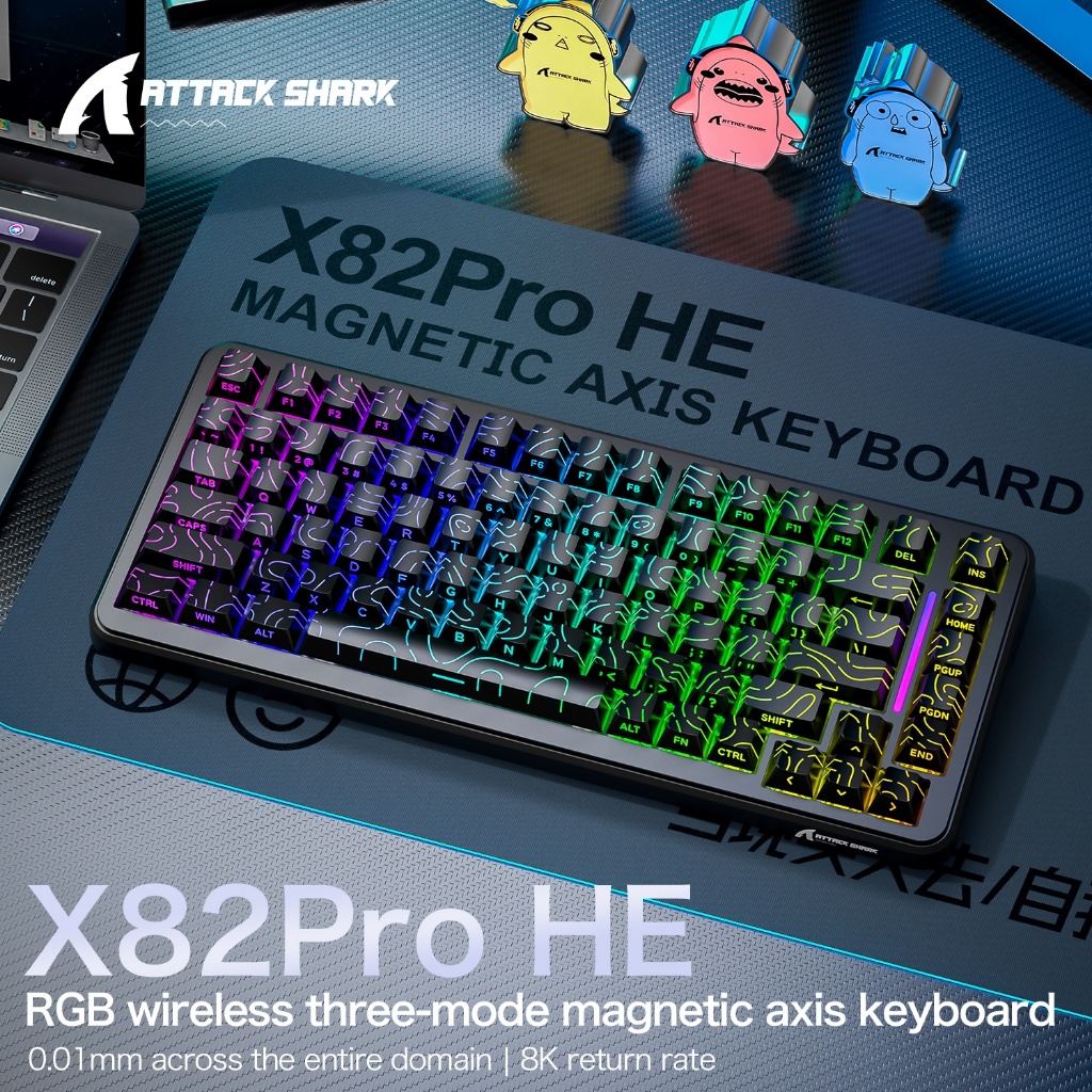 Attack Shark R85HE คีย์บอร์ดเกมมิ่งแมคคานิคอลแบบแม่เหล็ก - รีเฟรชเรท 8KHz, สแกนเรต 256KHz, ไฟ RGB สี