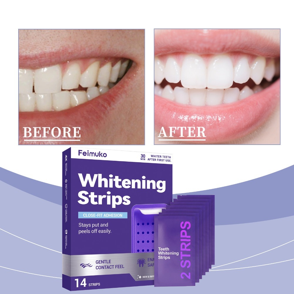 Violet Brightening Tooth Patch 14 Strips Glycerin Propylene Glycol 30-Min For Smile Whitening Radian