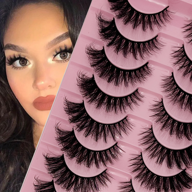 Mango Eye ขนตาปลอม 8D ธรรมชาติ Angel Wing 10 คู่ 0.63 นิ้วรูปร่างบาร์หนาแน่น Lashes