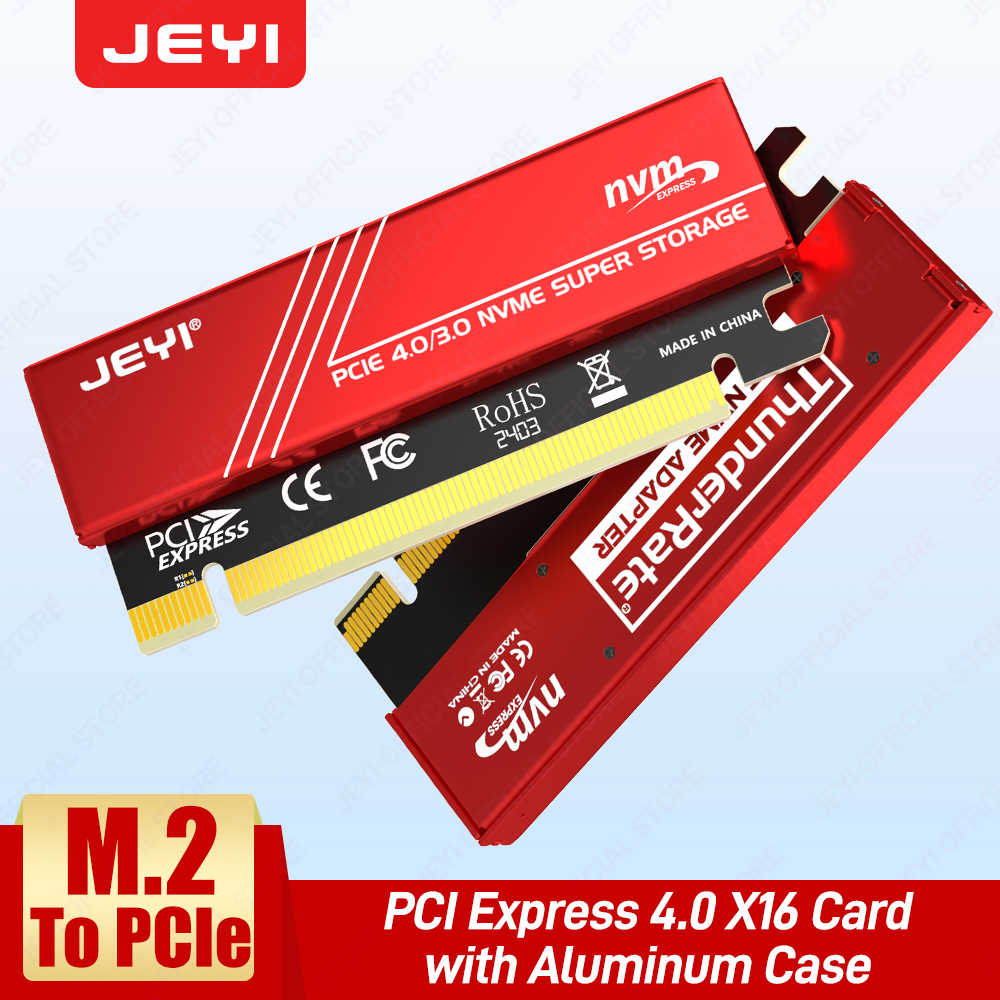 อะแดปเตอร์ JEYI M.2 NVME ไปยัง PCIE 4.0 X16, การ์ดขยาย pcie x16 Gen4 พร้อมเคสฮีทซิงค์อลูมิเนียม สําห