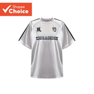 Lovito ผู้หญิงเสื้อยืดลําลองตัวอักษร Contrast Binding เสื้อย…