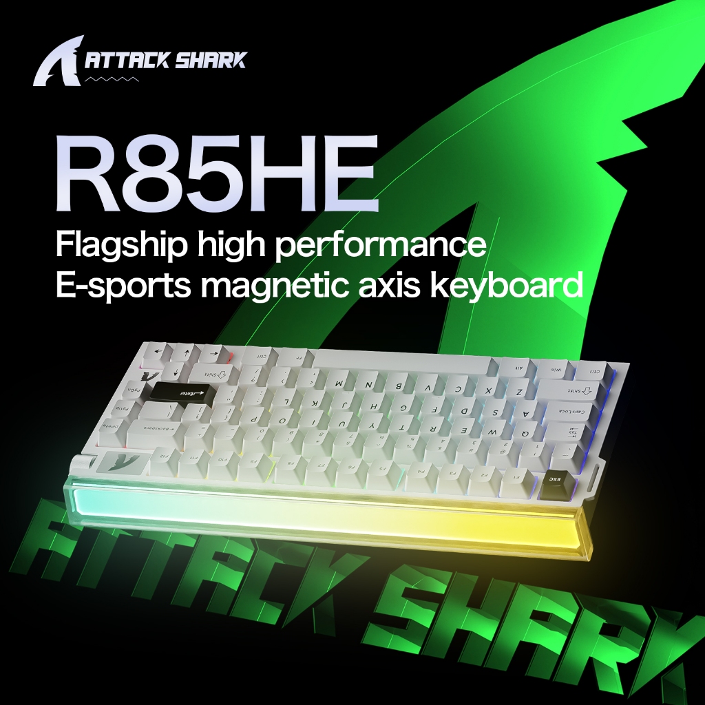 คีย์บอร์ดแมคคานิคอลสําหรับเล่นเกม Attack Shark R85 HE, ไฟ RGB นีออน, สวิตช์แม่เหล็ก 0.005 มม. ตอบสนอ