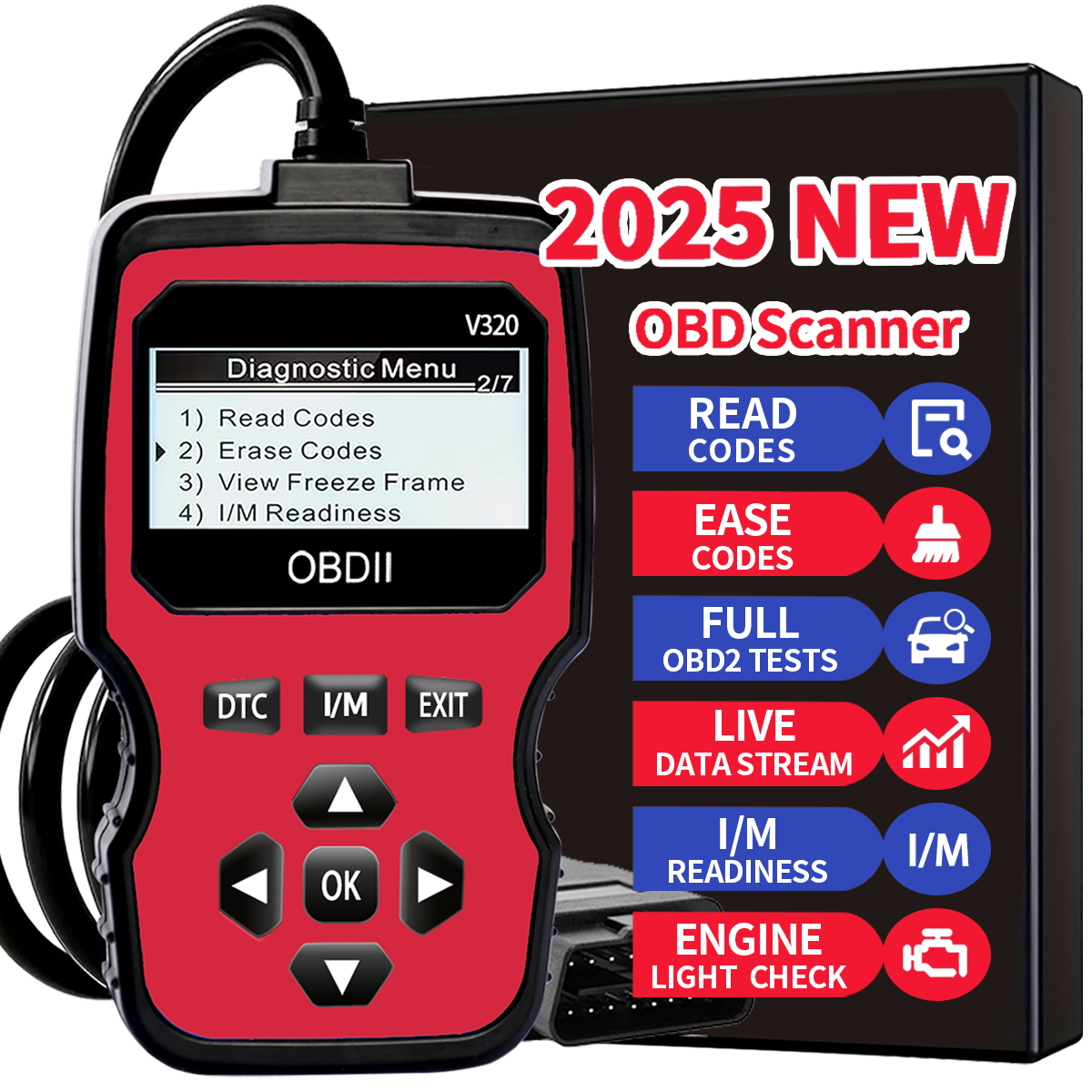 Obd2 เครื่องสแกนเนอร์วินิจฉัยรถยนต์ Fault Code Reader Tool Engine Check, เครื่องทดสอบ, ไฟทดสอบ
