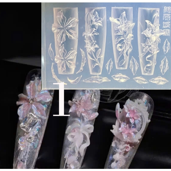 แม่พิมพ์ซิลิโคนดอกไม้ กุหลาบ ทิวลิป สําหรับทําเล็บศิลปะ DIY อุปกรณ์เสริมตกแต่งเล็บ สําหรับร้าน เครื่องมือทําเล็บ
