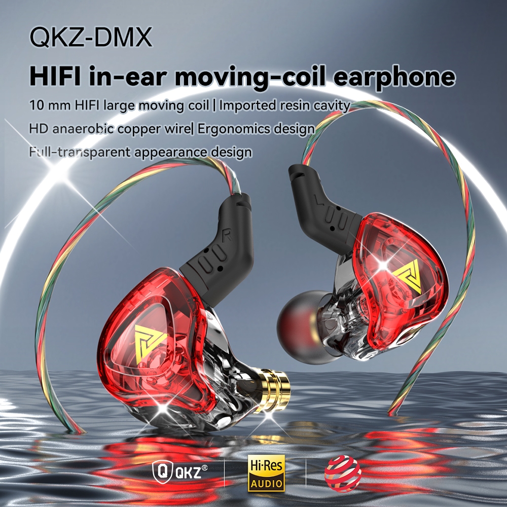 หูฟังมีสาย QKZ AK6 DMX HiFi แบบไดร์เวอร์คู่ พร้อมไมโครโฟน ตัดเสียงรบกวน เหมาะสําหรับกีฬา