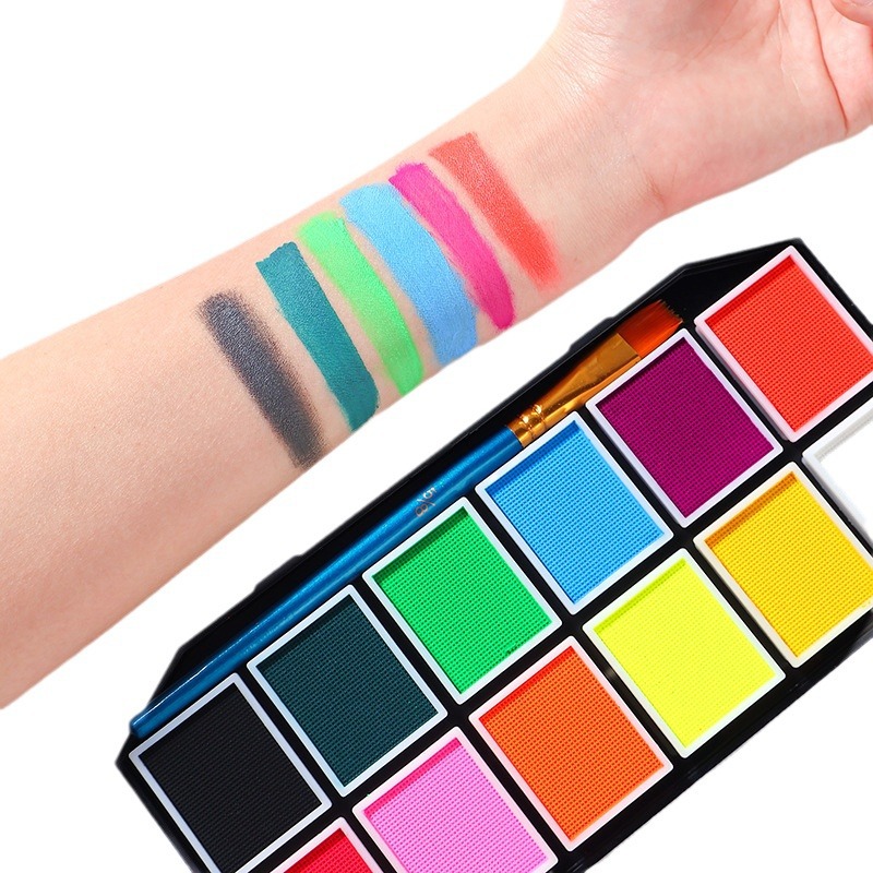 Color-12 World Cup Halloween Glitter Face Paint Easy-To-Wash ที่ละลายน้ําได้ Pigment สําหรับคริสต์มา