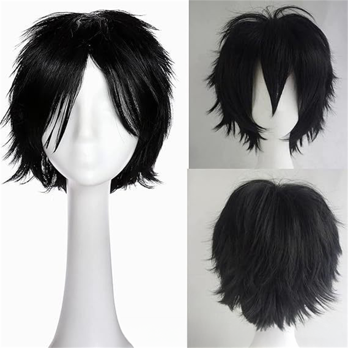 Death Note L Lawliet Al Rolette cos สีดํา Anti-upturned อะนิเมะผมสั้นการ์ตูน Reality แสดงวิกผมสังเคราะห์สําหรับผู้หญิงเต็มหัวผมจริง ราคา ถูกที่สุด ดีลบีเคเค แกลเลอรีภาพที่ 5