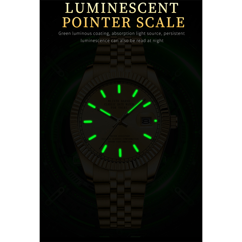 นาฬิกา Spring Vintage Luxury Datejust พร้อมสร้อยข้อมือสีทอง, กันน้ํา Unisex Casual ราคา ถูกที่สุด ดีลบีเคเค แกลเลอรีภาพที่ 4