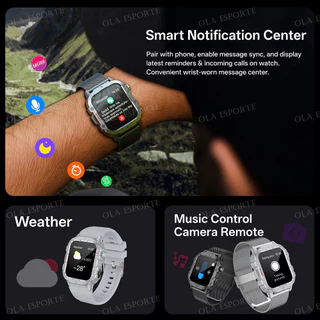 สมาร์ทวอทช์ฟิตเนสแบบทหารที่แข็งแกร่ง ผู้ชาย ใช้ได้กับ Android IOS กันน้ํา 3ATM กีฬา รองรับการโทรด้วยเสียง AI ตรวจสอบสุขภาพ สําหรับกลางแจ้ง