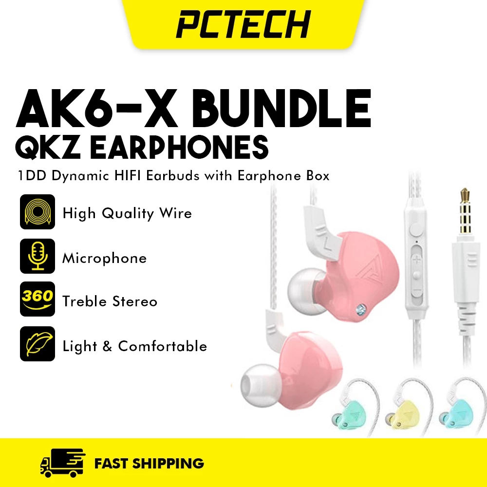 หูฟังเกมมิ่งแบบเสียบสายคุณภาพสูง QKZ AK6 X อินเอียร์ เบสลึก ตัดเสียงรบกวน สําหรับนักดนตรีและนักฟังไฮ