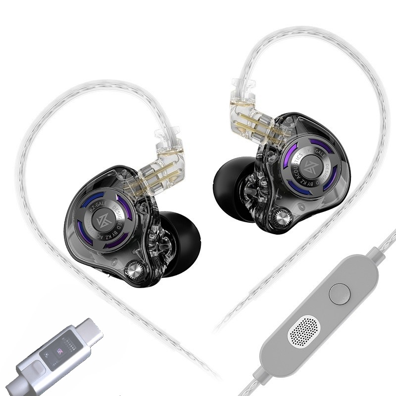 KZ Gale หูฟังแบบมีสาย TWS หูฟังหูฟังชนิดใส่ในหู IEM Dynamic Driver HiFi สเตอริโอ 2 ไมค์สําหรับเล่นเกมกีฬาหูฟัง 2PIN สายชุดหูฟัง