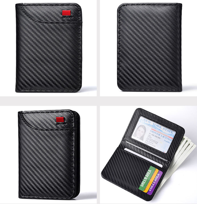 Card Holder Case Multi-Slot Vertical ID Mini Leather Wallet Mens Small Compact RFID Protection - รูปที่ 4