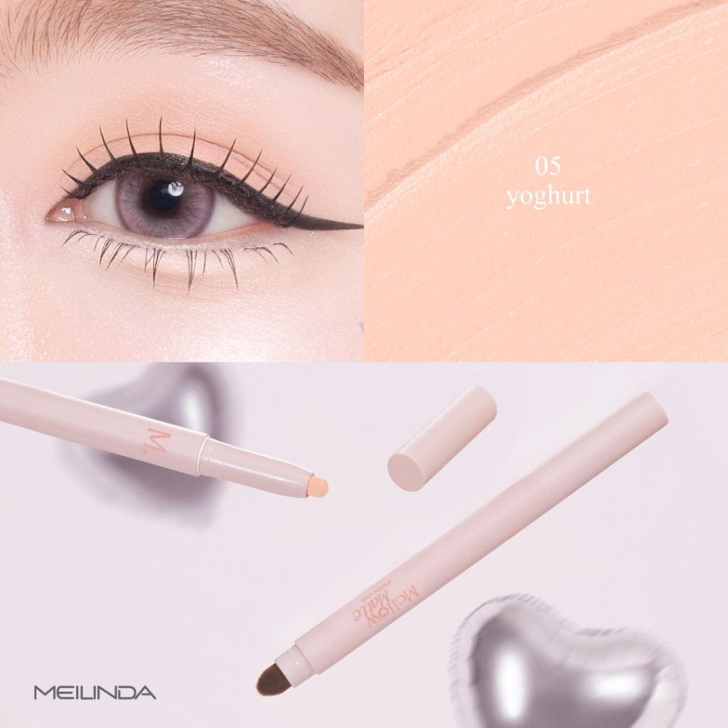 MEILINDA Mellow Matte Shadow Stick อายแชโดว์แบบแท่ง เนื้อแมต เกลี่ยง่าย พร้อมแปรงเบลนด์ในตัว ขนาด 1.5 กรัม