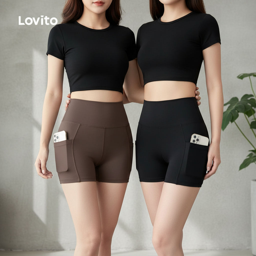 Lovito Refine สปอร์ตแวร์เทรนดี้ ควบคุมหน้าท้อง กระโดดเพิ่มความสูง ฝึกโยคะ วิ่ง ปั่นจักรยาน ออกกําลังกาย LNA124021