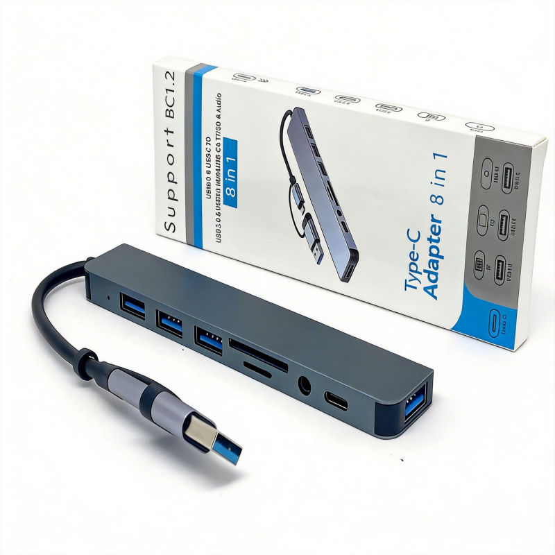 Hub Multiport อะแดปเตอร์ Hub Dock 8 In 1 Usb C Type C 8-In-1 USB Type C Hub พร้อม USB 3.0 SD TF Card