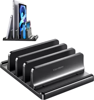 Vaydeer 3 Slot ขาตั้งแล็ปท็อปแนวตั้ง Organizer Adjustable Desk Saver