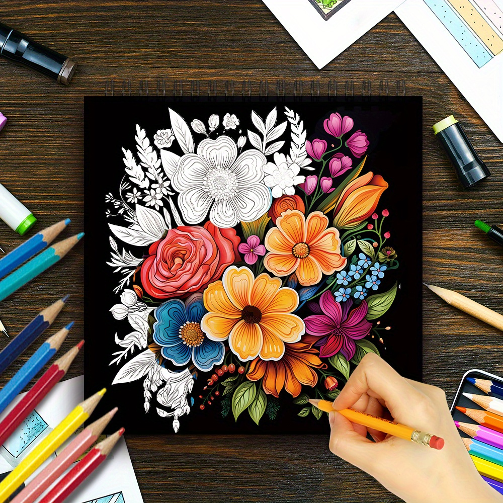 สมุดระบายสีสําหรับผู้ใหญ่แบบเกลียวผู้หญิง 30 แผ่น ขนาด 8.3×8.3 นิ้ว กระดาษ 100 แกรม เพื่อบรรเทาความเครียด ของขวัญงานปาร์ตี้ ราคา ถูกที่สุด ดีลบีเคเค แกลเลอรีภาพที่ 6