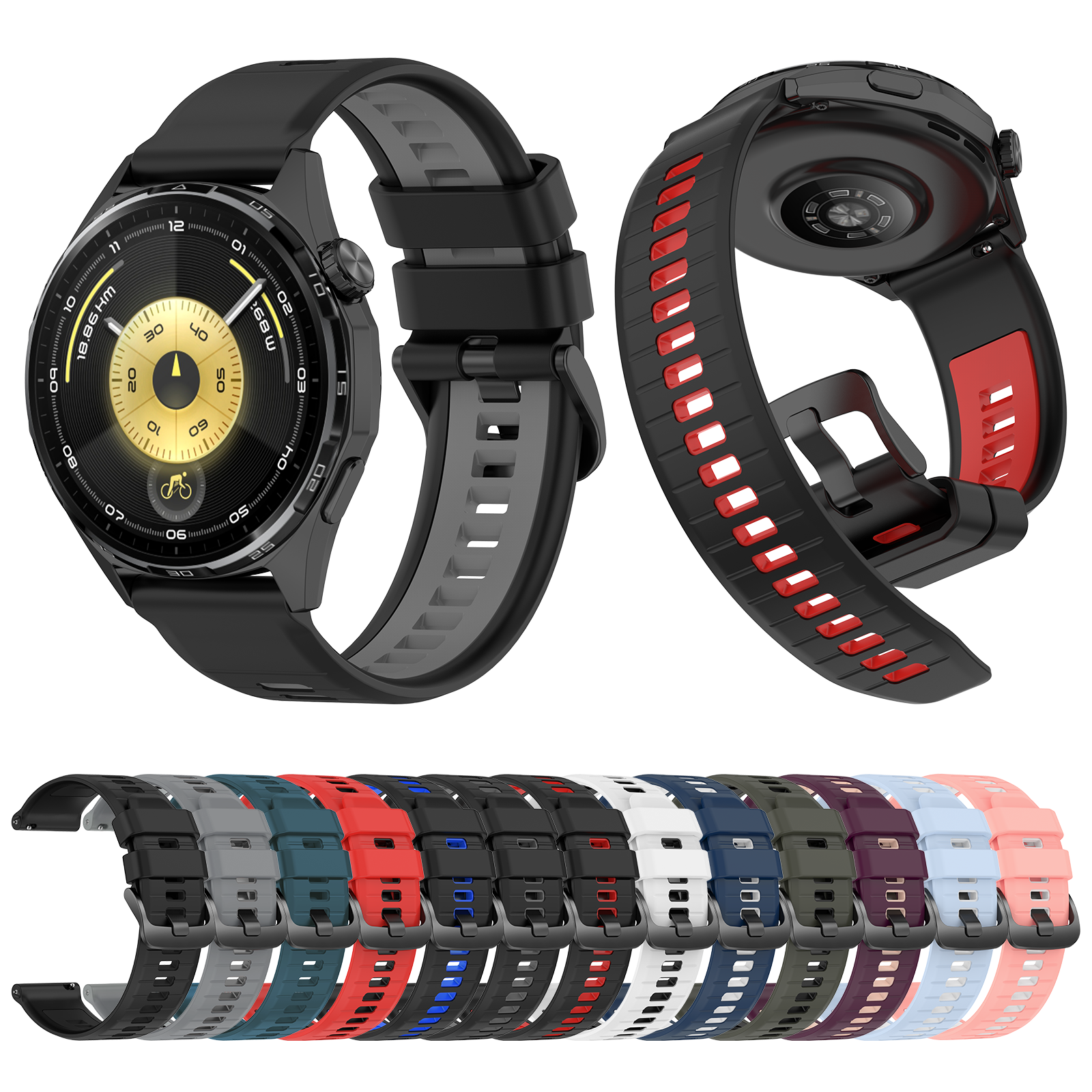สายสมาร์ทวอทช์ซิลิโคนอ่อนนุ่มฤดูใบไม้ผลิ - 20 22 มม. Quick Release สําหรับ Huawei Garmin Samsung Amazfit