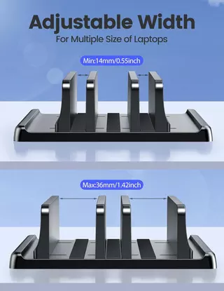 Vaydeer 3 Slot ขาตั้งแล็ปท็อปแนวตั้ง Organizer Adjustable Desk Saver