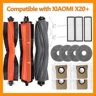 ชุดอะไหล่เปลี่ยนสําหรับหุ่นยนต์ดูดฝุ่น XIAOMI X20+ แปรงหลัก แปรงข้าง ไส้กรอง ถุงเก็บฝุ่น และแผ่นไม้ถูพื้น อะไหล่และอุปกรณ์เสริม