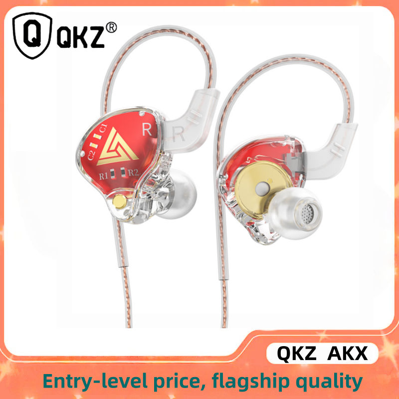 QKZ AKX หูฟัง IEM 10 มม.ที่มีประสิทธิภาพเบส 3.5 มม.ชุดหูฟังแบบมีสายพร้อมไมโครโฟนหูฟัง Ergonomic Comfort Monitor Daily Commute เสียงสเตอริโอหูฟัง