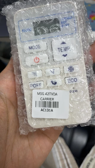 รีโมทแอร์ Carrier รหัส 42TVDA และ 43T6V