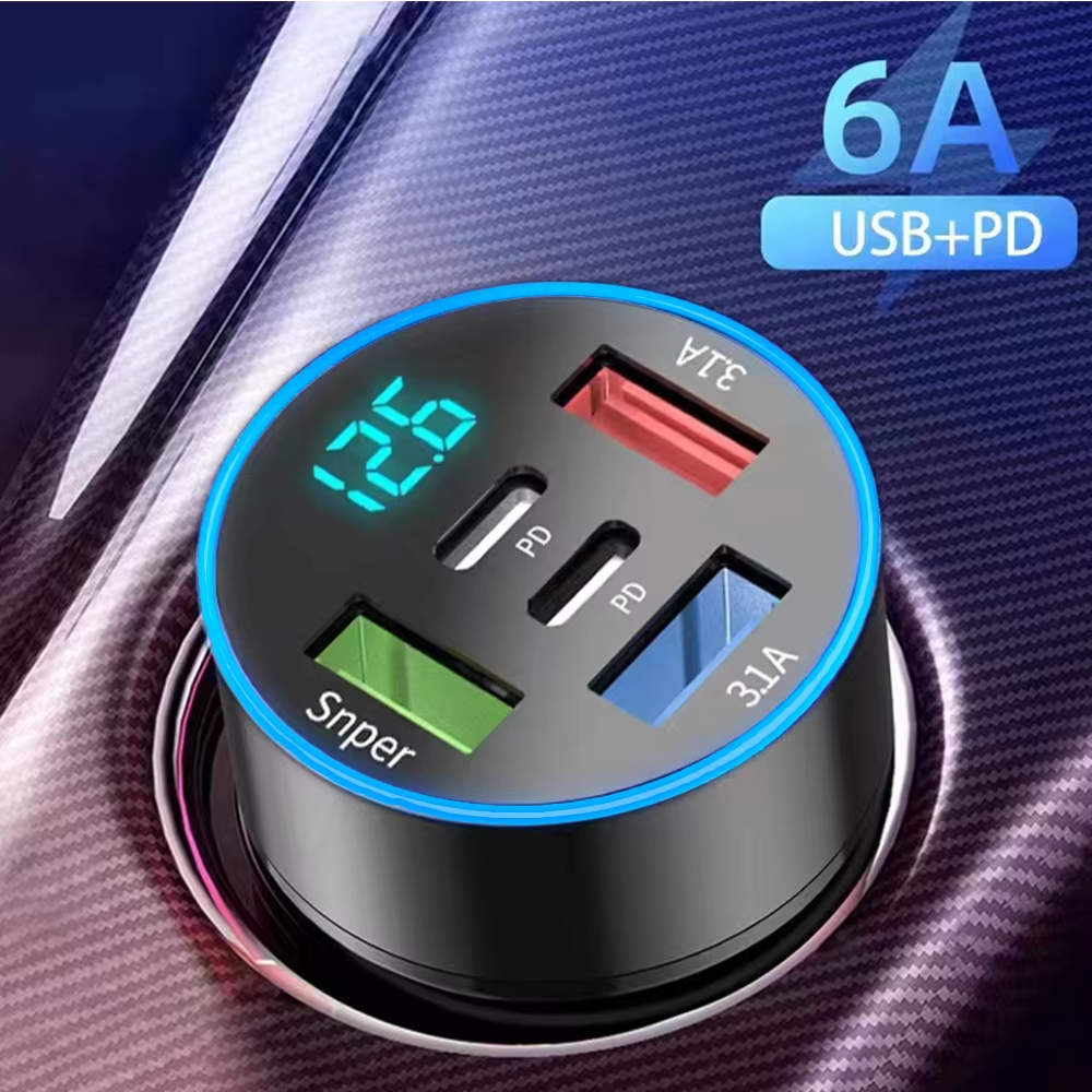 100W PD Dual Type-C และ 3-USB Rapid Car Charger