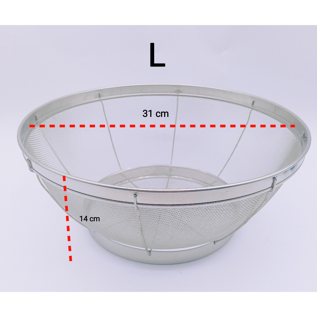 ตะแกรงล้างผัก สแตนเลส อเนกประสงค์ ตาถี่ ทรงกลม ไม่เป็นสนิม ขนาด 31 cm