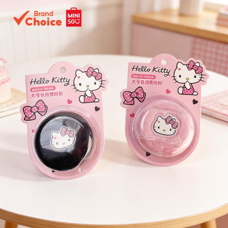 MINISO  Sanrio สวีท & คูลซีรีส์ - ขนาดใหญ่พิเศษ & ขนฟูหนานุ่ม & พัฟแป้งหลวม (ดํา & ชมพู) 15ซม. × 11ซ