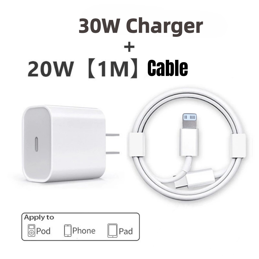 PD 20W 30W หัวชาร์จเร็วพร้อมสายชาร์จเร็วสําหรับ iPhone 14 13 Pro Max ราคา ถูกที่สุด ดีลบีเคเค แกลเลอรีภาพที่ 5