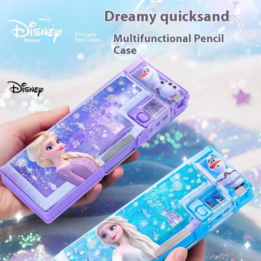 กล่องเครื่องเขียน Disney Frozen Elsa สําหรับนักเรียนประถม กล่องดินสอพลาสติกอเนกประสงค์
