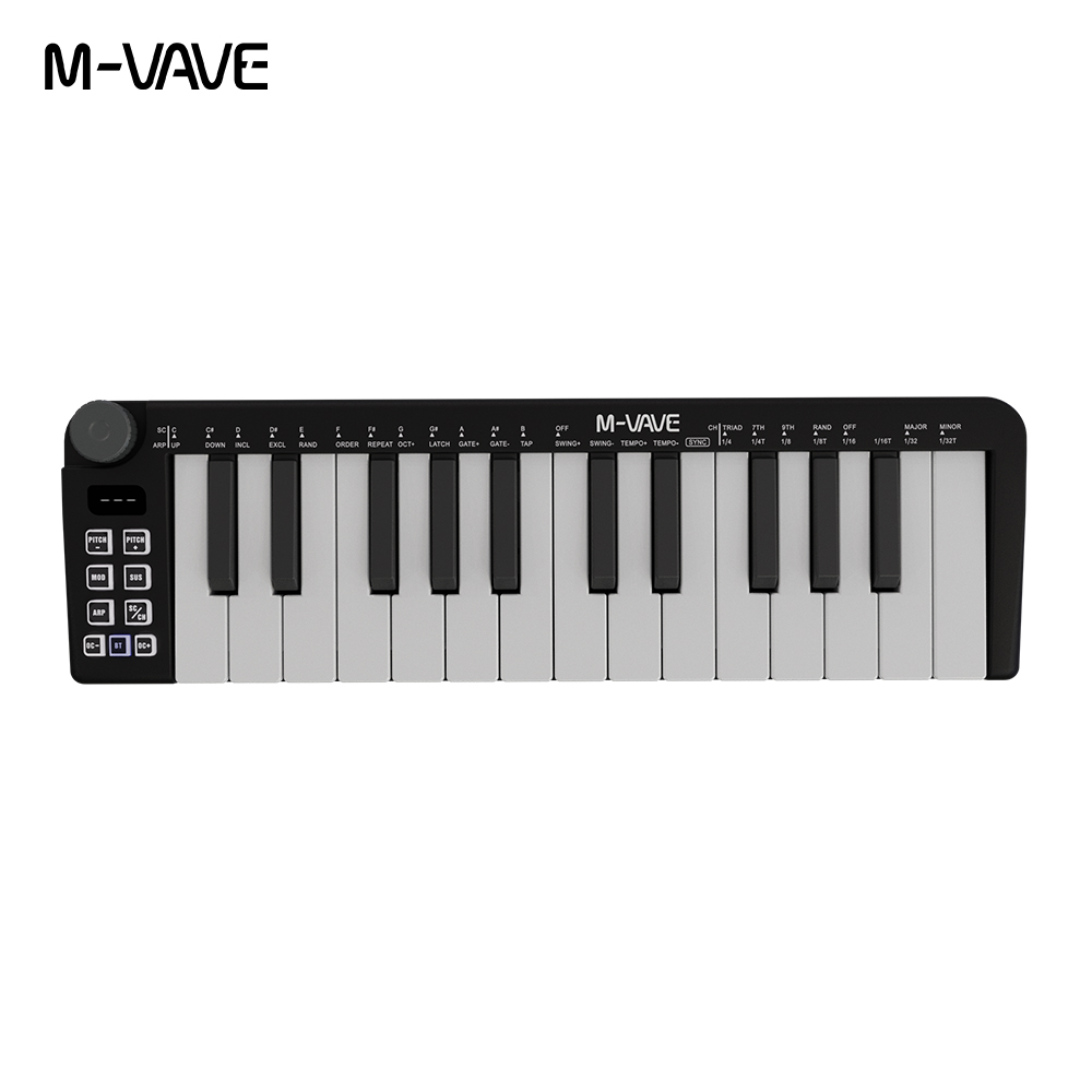 M-VAVE SMK-25 Mini MIDI คีย์บอร์ด, 25 ปุ่มไวต่อความรู้สึก, การเชื่อมต่อไร้สาย/USB, แบบพกพาสําหรับการ