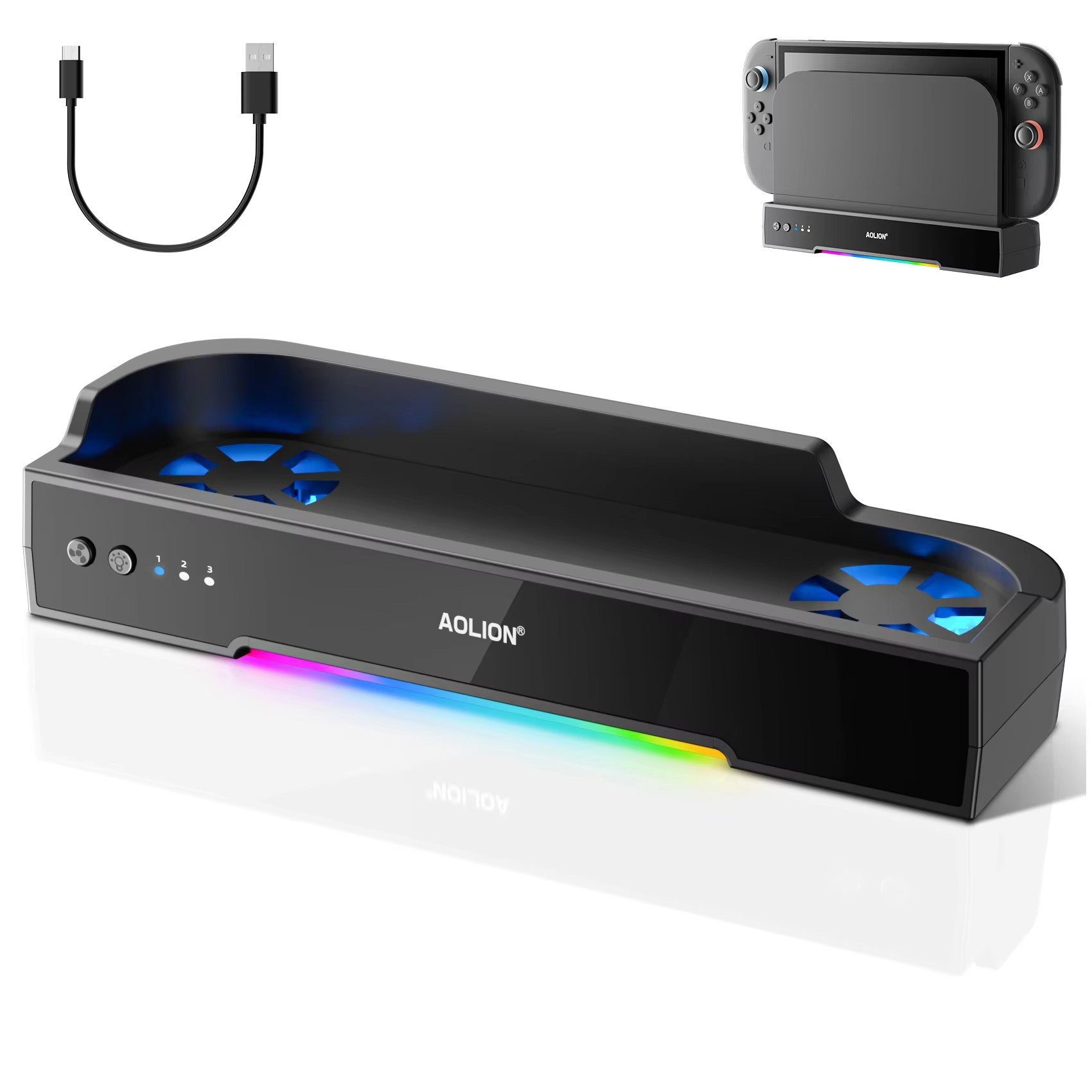 Aolion พัดลมระบายความร้อนแบบติดผนังอเนกประสงค์ พร้อม Dock ขยายสําหรับ NGC HUB สําหรับอุปกรณ์เสริมเกม