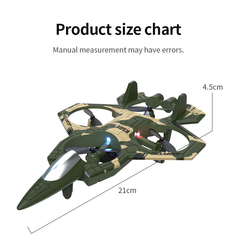 K500 MAX RC Drone Fighter Jet รีโมทคอนโทรลเครื่องบินความสูงคงที่ Hovering Stunt ม้วนไฟ LED 2.4G Quadcopter ของขวัญสําหรับผู้เริ่มต้น Camouflage Blue thumbnail 8