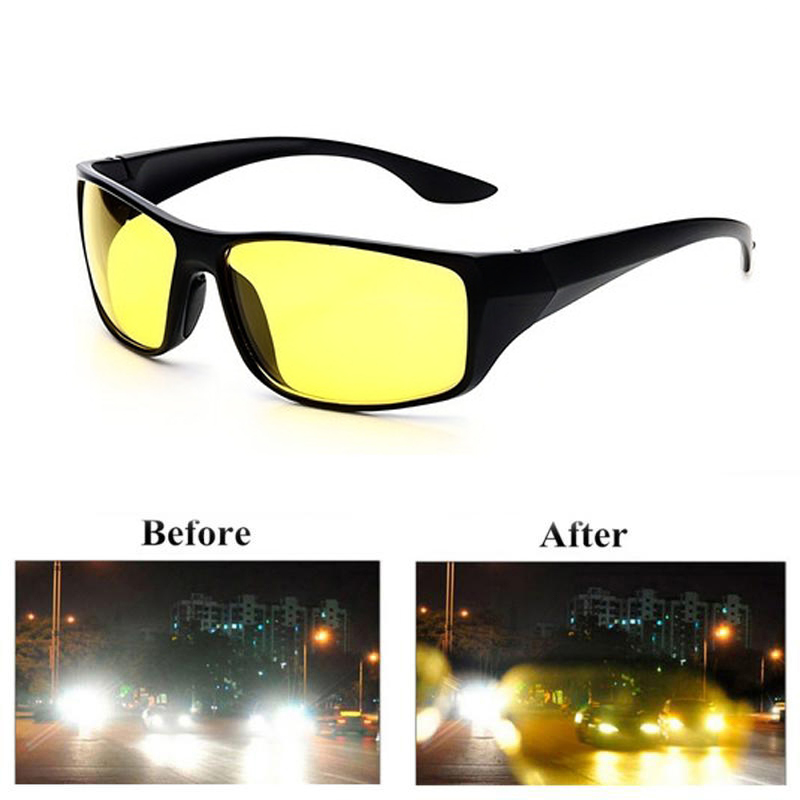 แว่นตาขับรถกลางคืน Unisex เลนส์สีเหลืองป้องกันรังสียูวี Anti-glare Night Vision แว่นตา