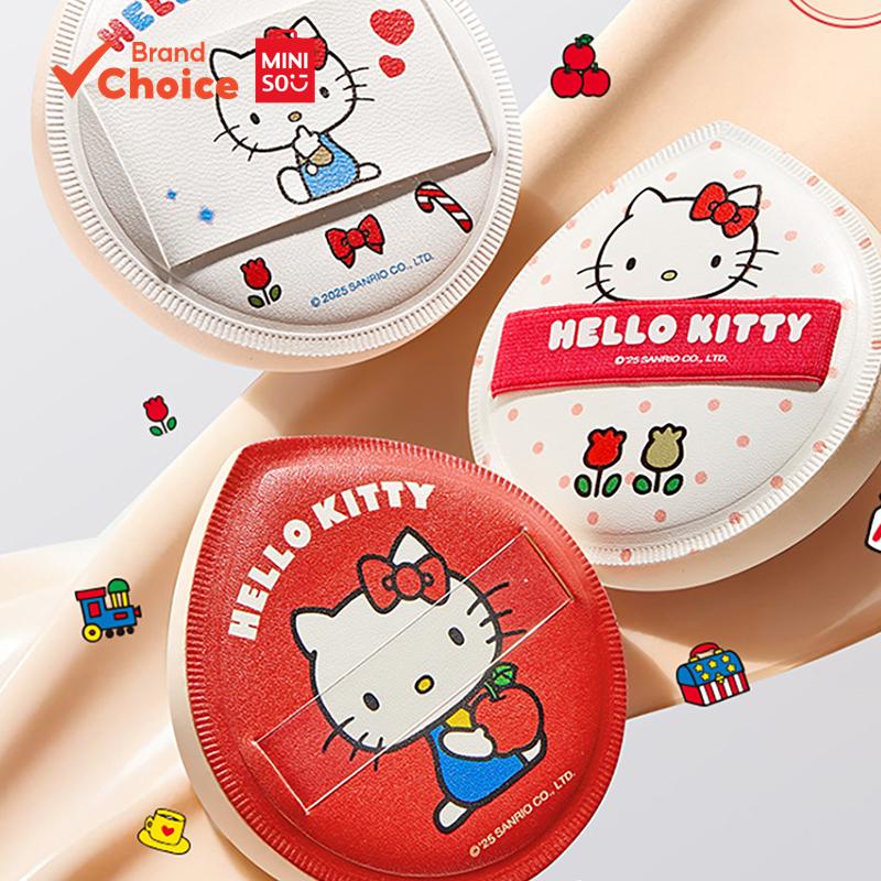 MINISO  sanrio family series - ต้านแบคทีเรีย & ขนาดใหญ่พิเศษ & พัฟมาร์ชเมลโลว์นุ่มนิ่ม (รุ่นเฮลโลคิตตี้) 7.5ซม. x 7ซม.