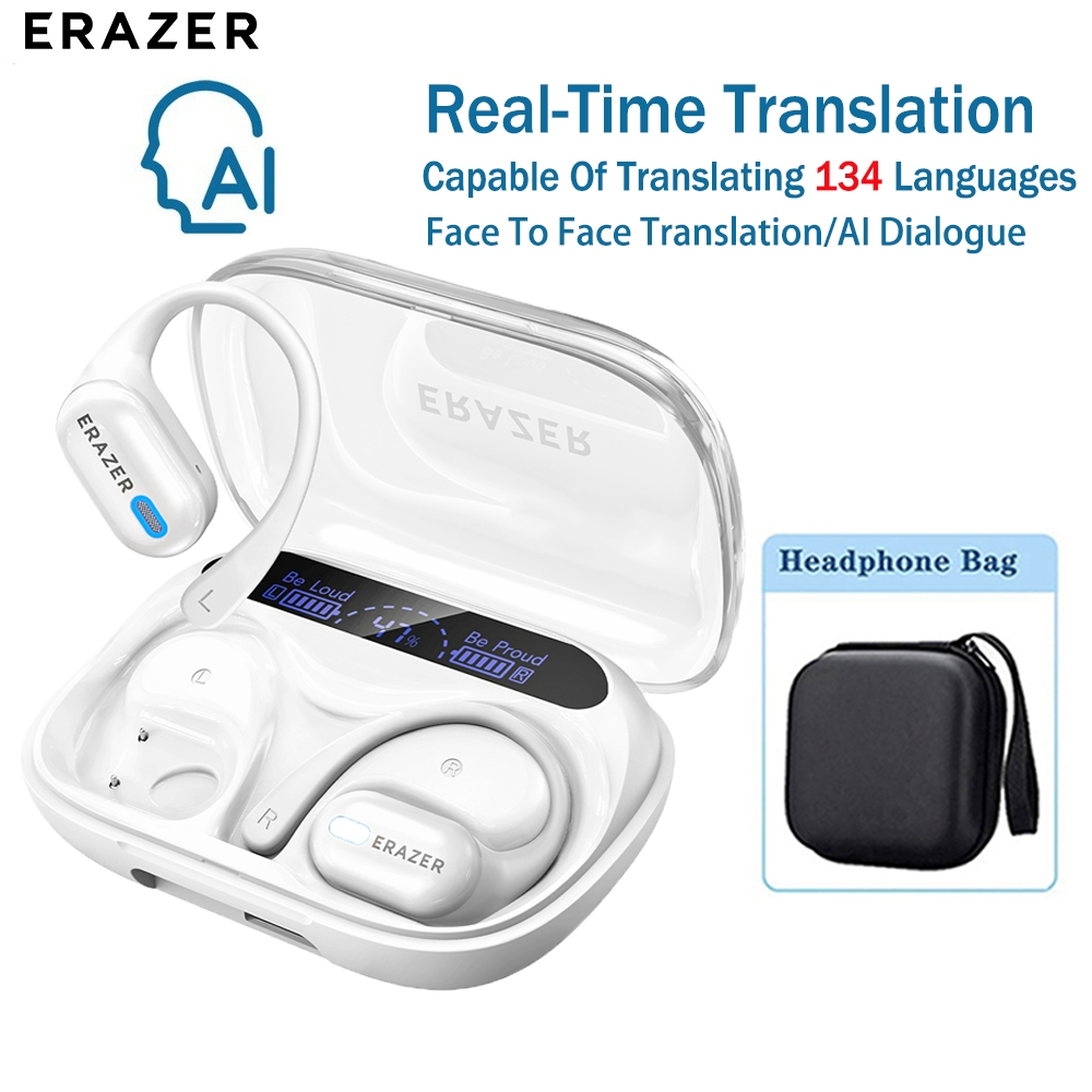 Erazer XP18 หูฟัง OWS หูฟังไร้สายบลูทูธขนาดใหญ่ความจุจอแสดงผล LED AI แปลสแตนด์บายยาวเปิดหู ENC ชุดหู