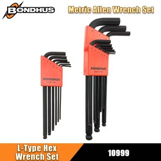ชุดหนึ่ง BONDHUS ชุดประแจอัลเลนเมตริก, Ball End L-Type Extended Hex ชุดกุญแจสําหรับซ่อมเครื่องมือมือ, 9 ชิ้น 1.5-10 มม.