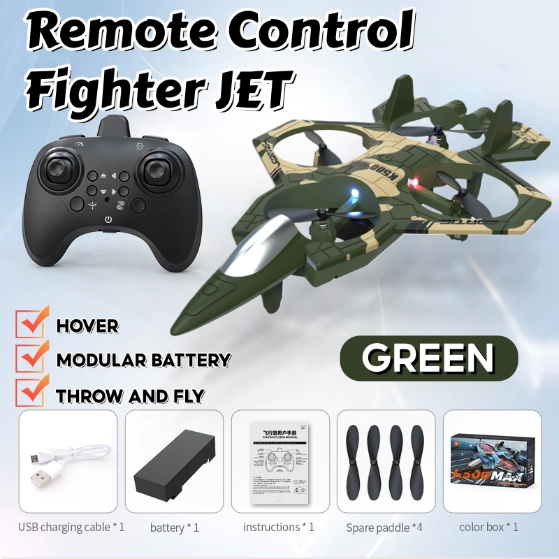 K500 MAX RC Drone Fighter Jet รีโมทคอนโทรลเครื่องบินความสูงคงที่ Hovering Stunt ม้วนไฟ LED 2.4G Quadcopter ของขวัญสําหรับผู้เริ่มต้น Camouflage Blue thumbnail 7