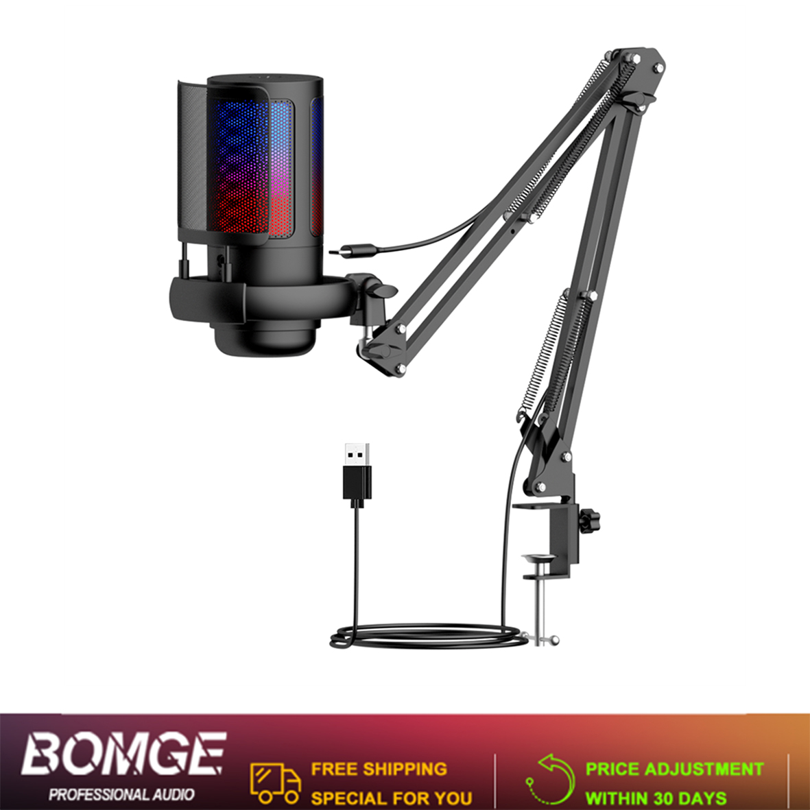 ME6S-35B ไมโครโฟนสําหรับ PS4 PS5 Mac RGB แสง Quick Mute Pop Filter Shock Mount Pro Elite X Pro