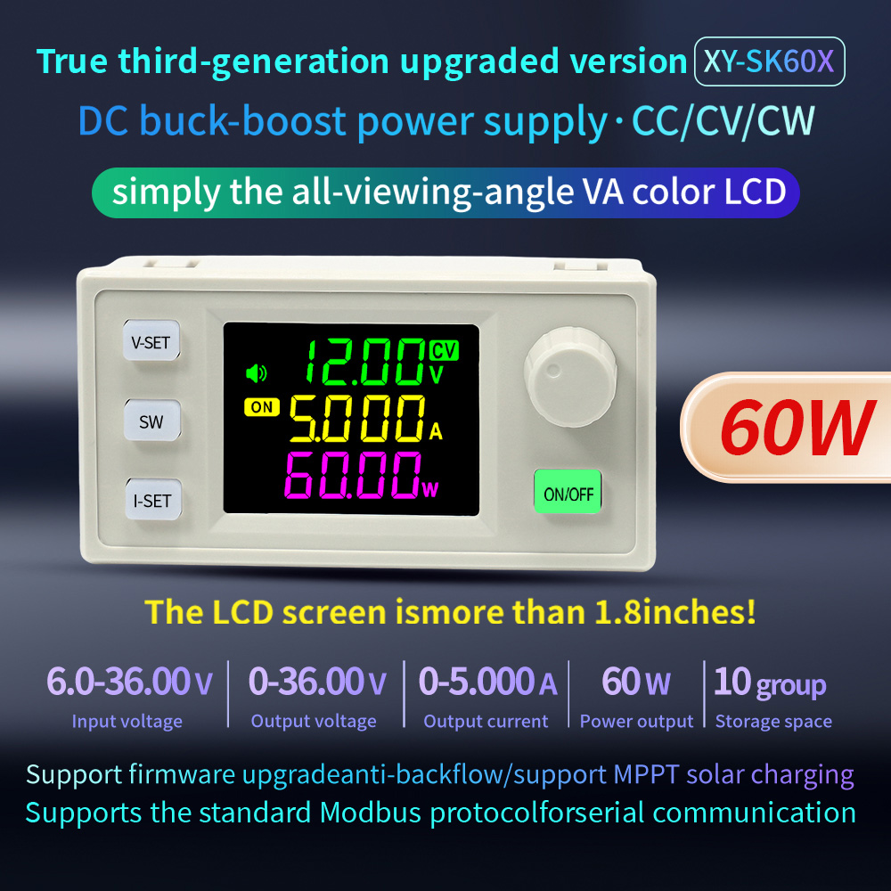 Cnc Dc Buck Boost Converter หน้าจอสีปรับแรงดันไฟฟ้าแบบปรับได้ Sk60X /Sk120X 1 ชิ้น