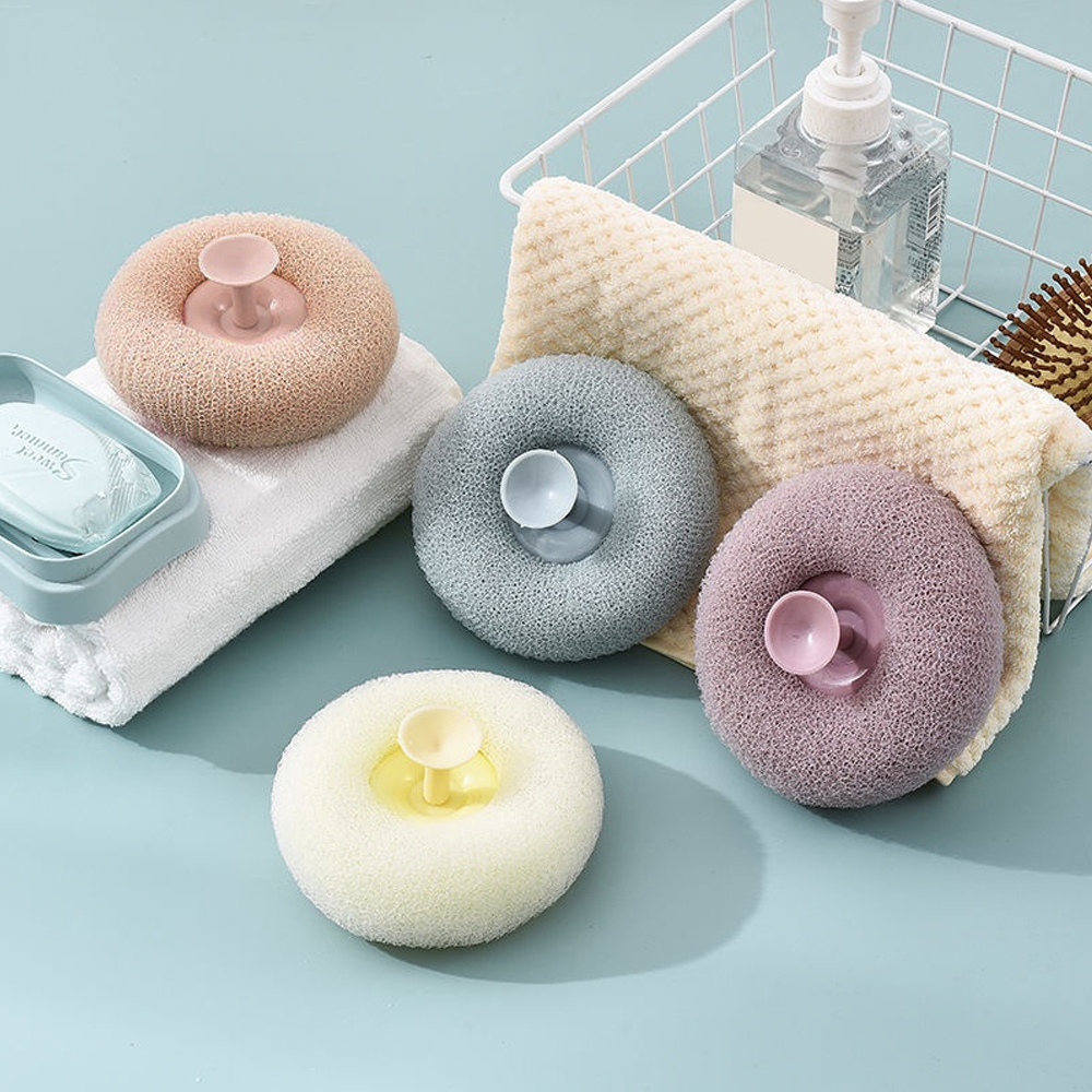 ลูกบอลอาบน้ําพร้อมถ้วยดูด Rich Foaming Body Scrubber Shower Massage Ball ฟองน้ําขัดผิว